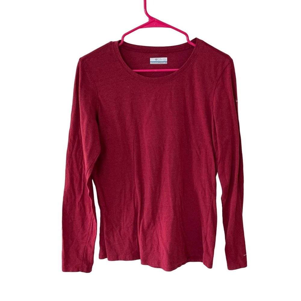 Columbia Omni Shade Long Sleeve Shirt Men’s Size L Crew Neck Red Burgundy Casual